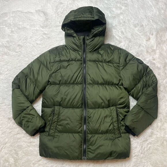 Michael Kors Puffy Coat Jacket Army Green Teen Boys Size 18/20 - Picture 1 of 8